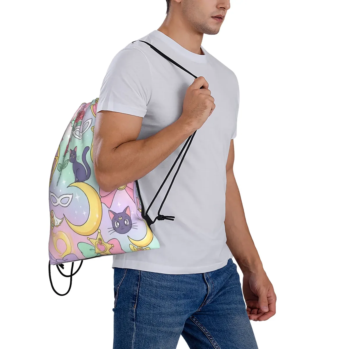 sacs à cordon girl & luna sailor moon, sac à dos de rangement pour salle de sport, sac à chaussures d'école, 1 pièce