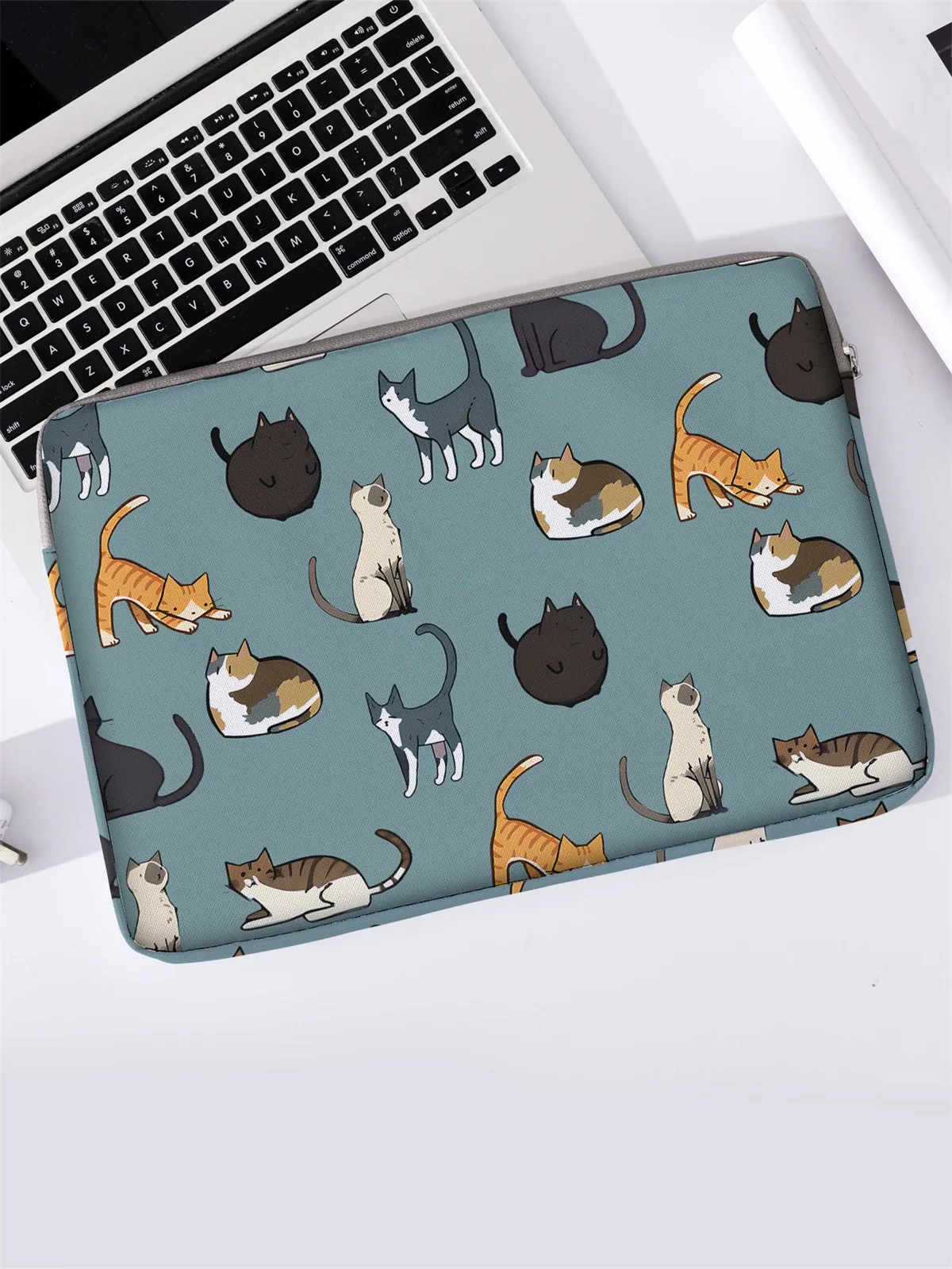sac pour ordinateur portable et mallette à motif de chat, adapté aux ordinateurs portables de 14 pouces