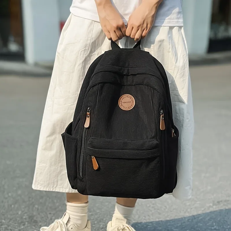 sac à dos en velours côtelé vert olive pour femme, grande capacité, sac à dos décontracté, travail, école, voyage, cadeau idéal pour les étudiants, école