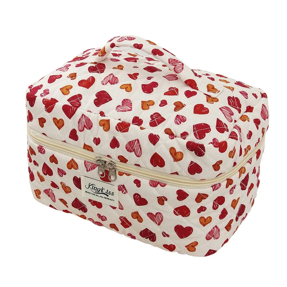 trousse de maquillage matelassée en coton imprimé floral, plusieurs tailles, sac à cosmétiques multifonctionnel imprimé léopard, pochettes à main de voyage