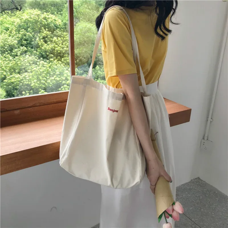 sac à provisions réutilisable en toile de haute qualité, sac à main décontracté simple, sac fourre-tout pliant, sac à provisions portable, sac à main lancé, 03 utilisation