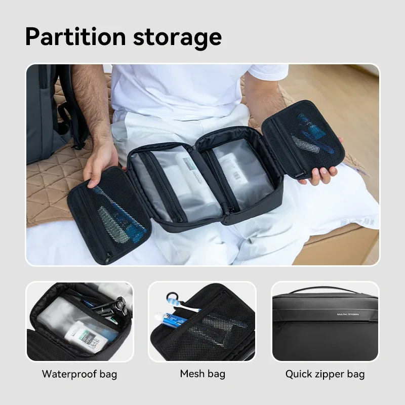 trousse de toilette de voyage pour hommes, sac de bain de fitness, séparation sèche et humide, sac de rangement de maquillage étanche, sac de lavage l_mr86