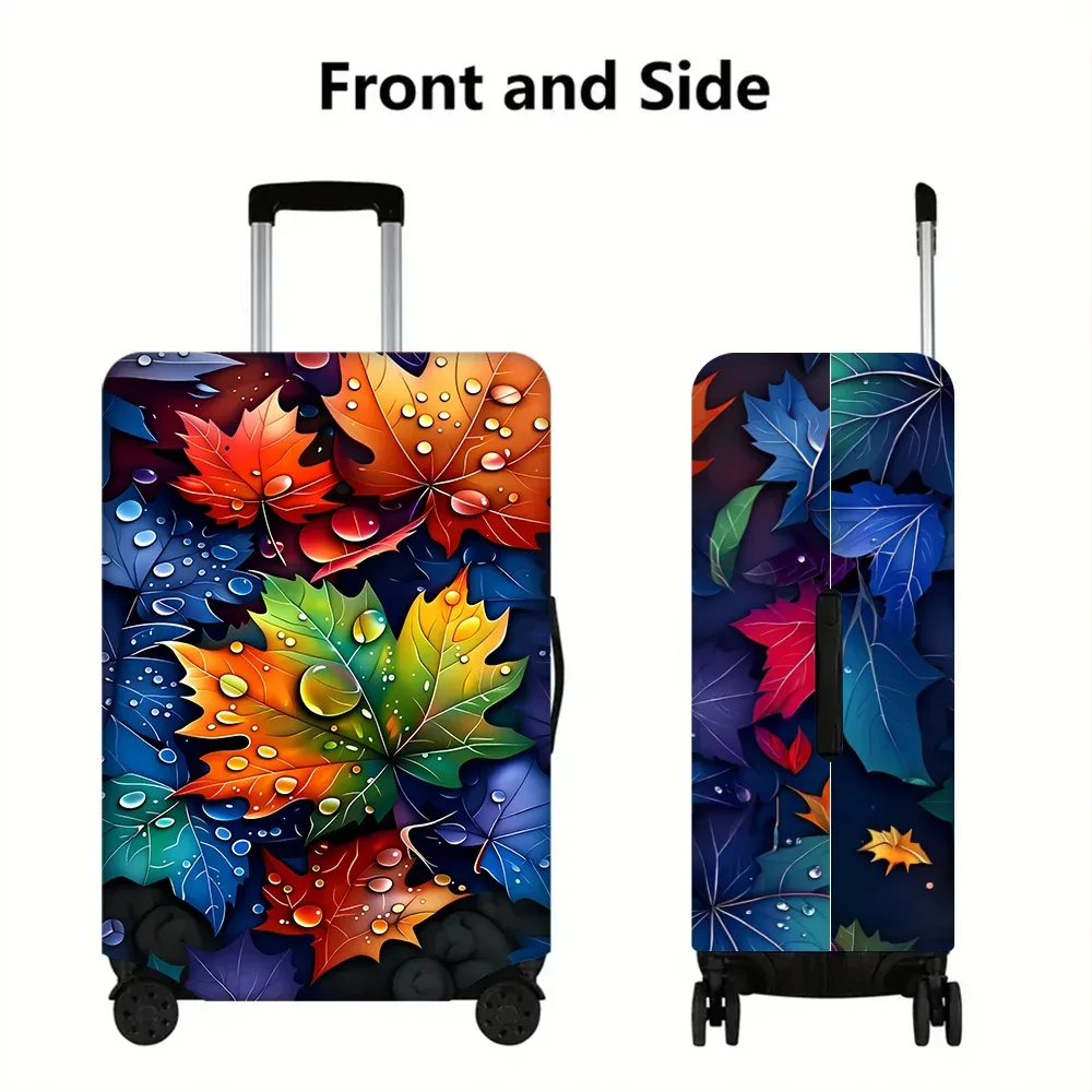 1 housse de valise avec imprimé feuilles d'automne colorées. convient aux valises de 18 à 32 pouces ; protège efficacement vos bagages