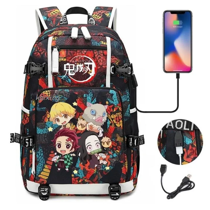 sac à dos hot kamado nezuko demon slayer camouflage, grande capacité, pour adolescents, sacs d'école pour ordinateur portable, léger, pour voyage en plein air, randonnée