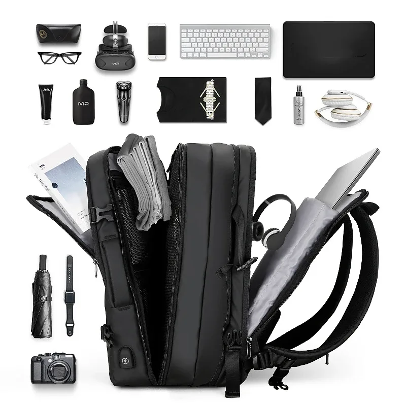 mark ryden homme sac à dos ajustement 17 pouces ordinateur portable usb charge multicouche espace sac de voyage affaires mâle antivol mochila