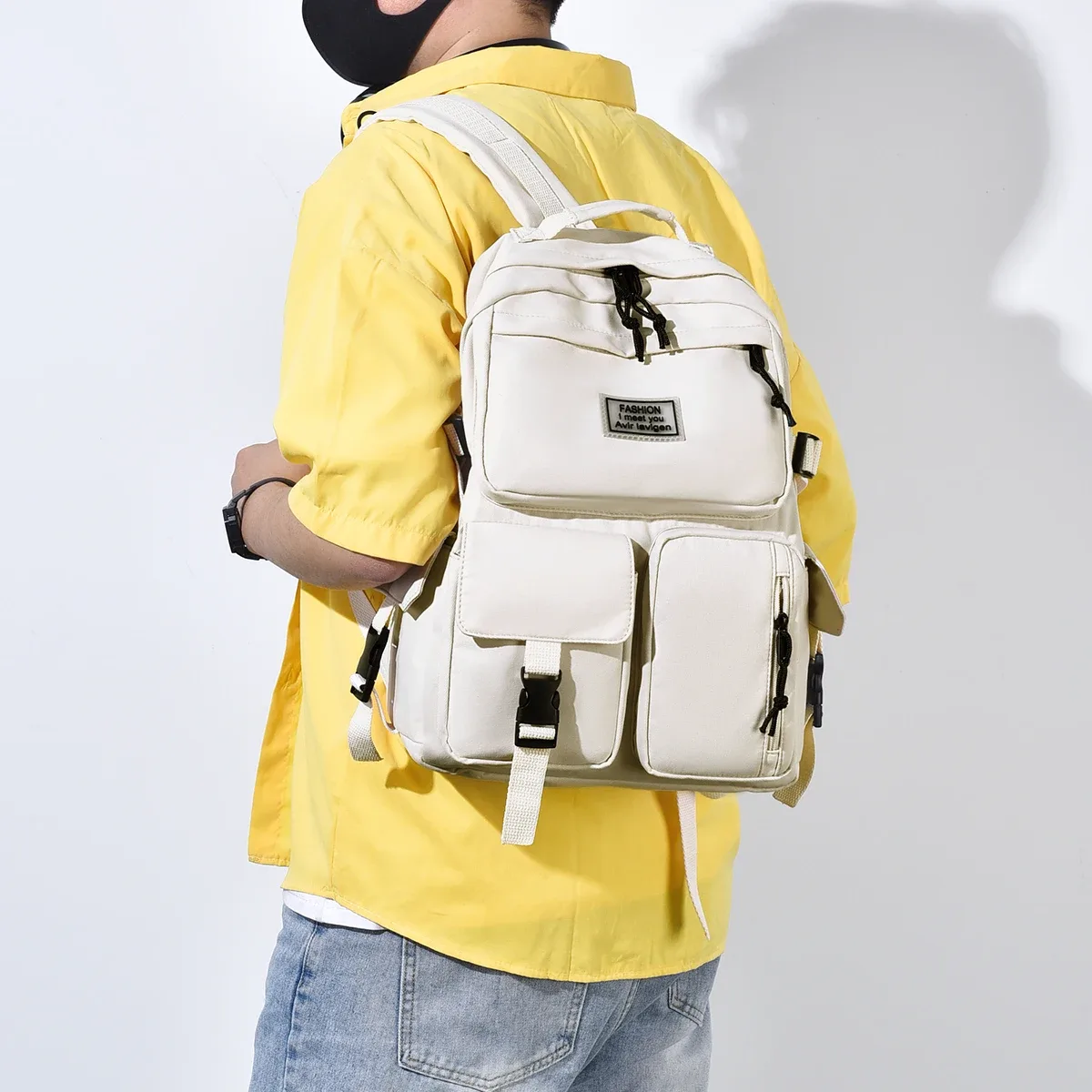sac à dos unisexe multi-poches, sac à dos de style neutre simple et décontracté de grande capacité en matériau oxford, sac à dos pour ordinateur, offre spéciale