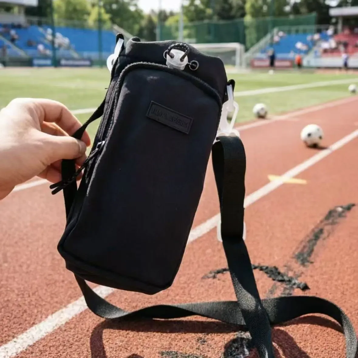 sac de transport portable pour bouteille d'eau en tissu oxford, multifonctionnel, bandoulière, protection pour tasse, design simple, sac de rangement de voyage