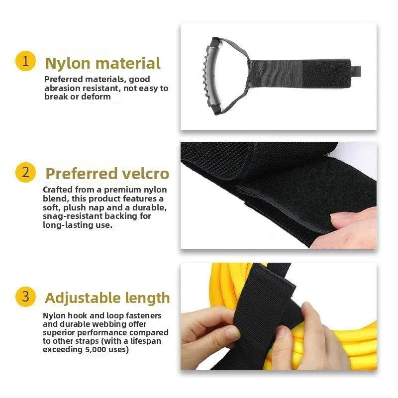 sangle de rangement robuste et portable avec poignée à fermeture auto-agrippante, organisateur de câbles réutilisable, ceinture de regroupement manuelle