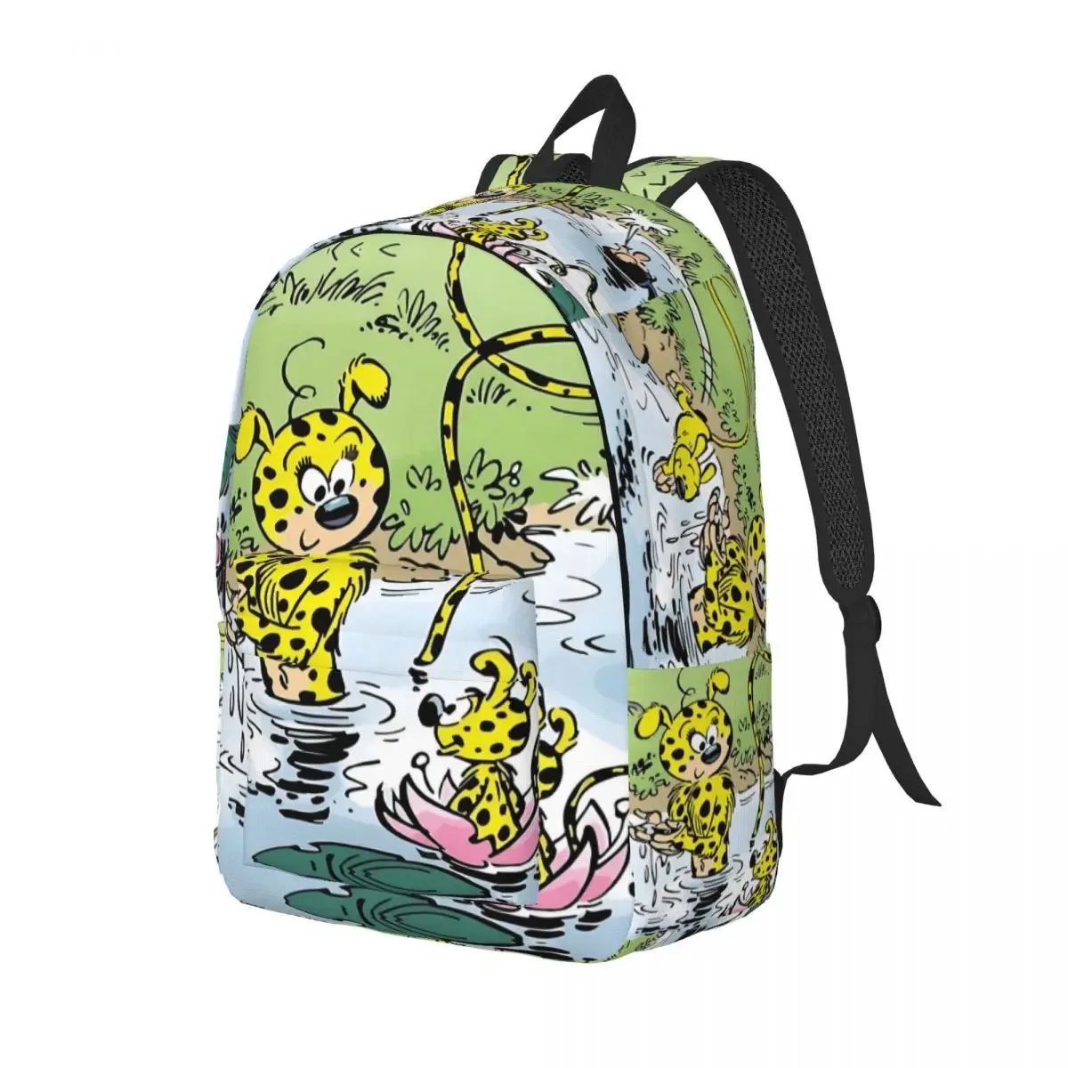 Sac à dos en toile de bain familial Marsupilami personnalisé pour femmes et hommes, sac à livres décontracté pour l'école et l'université, sacs de personnages de dessins animés