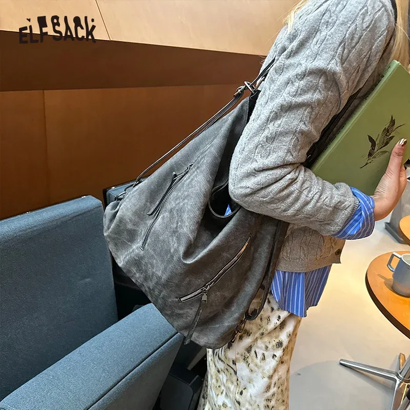ELFSACK 2025 printemps nouveautés polyvalent bandoulière sac à bandoulière Vintage sac fourre-tout femmes grande capacité sac