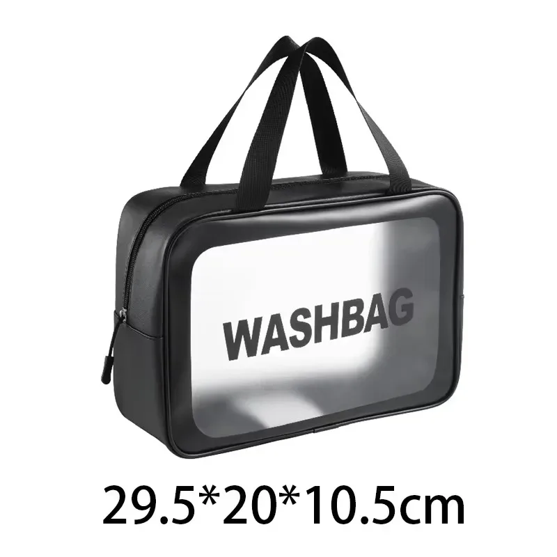 sacs à cosmétiques en pvc imperméables, grande capacité, sac de rangement de maquillage de voyage, sacs à main transparents en pu, sacs de lavage portables, 1/3 pièces, nouveau