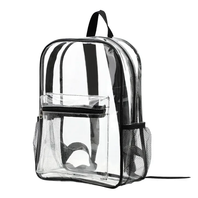 sac à dos transparent de grande capacité, décontracté, fermeture éclair, étanche, sac d'école, sac à dos visible en pvc, sac de voyage pour femmes