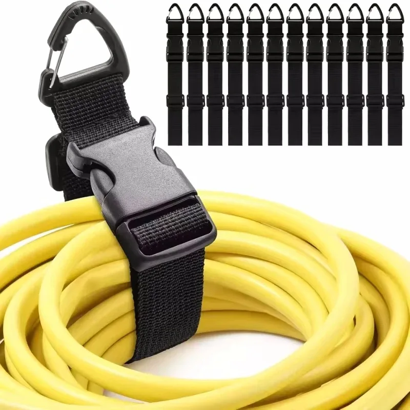 Sangle de rangement réglable en nylon avec boucle à dégagement rapide, organisateur de câbles et de tuyaux, sangles de suspension pour garage, jardin, rallonge et câble électrique