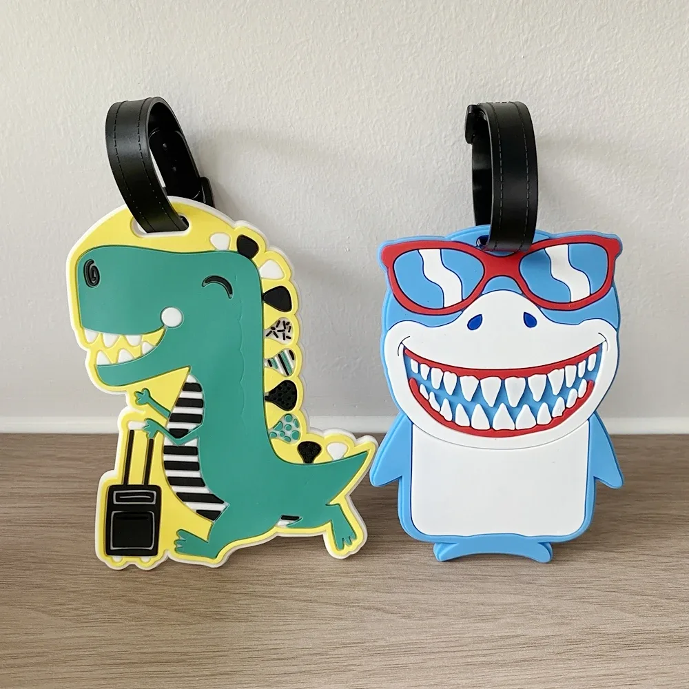 étiquette de bagage dinosaure mignon de voyage, pendentif de signalisation anti-perte, pendentif de sac requin drôle, cadeau unisexe, 1 pièce/2 pièces