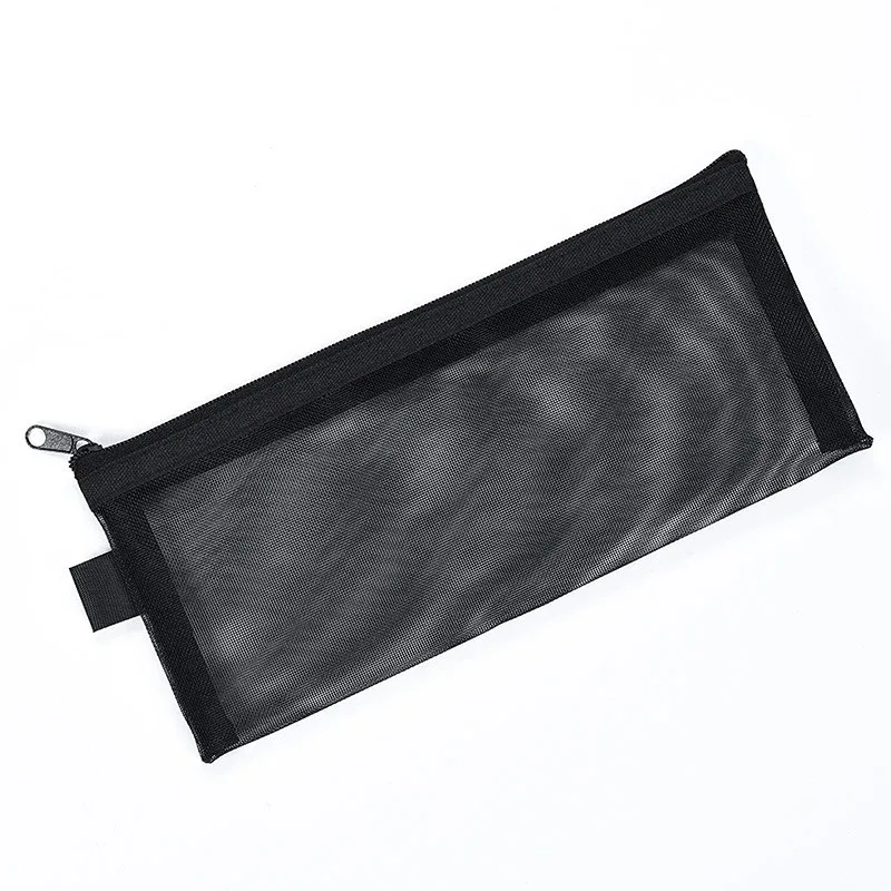 20.5x9cm maille sac cosmétique filets papeterie crayon sac étui support fermeture éclair portable rouges à lèvres clés pièce de monnaie charge câble organisateur