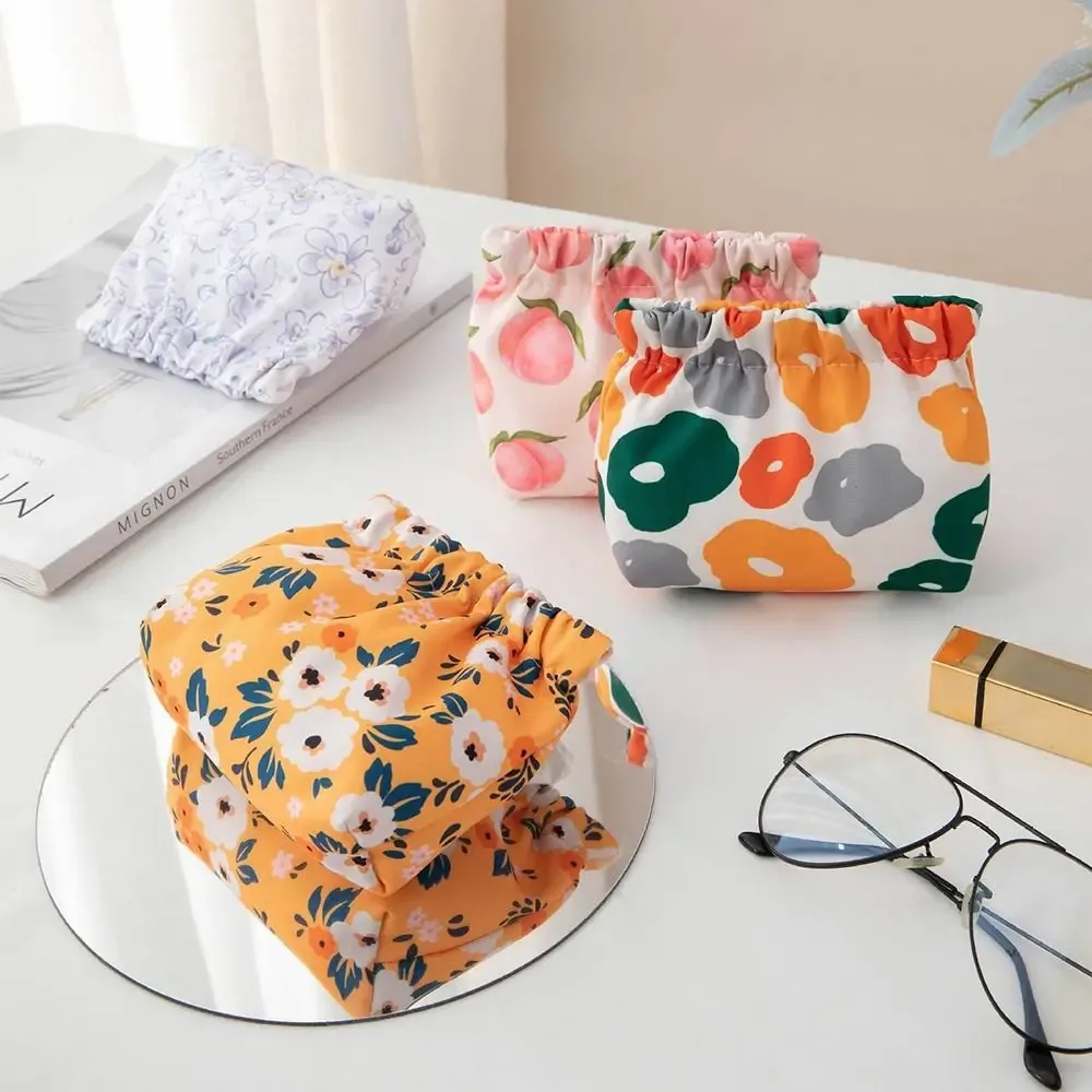 petite pochette à fleurs, trousse de maquillage, motif cerise mignon, porte-monnaie imprimé, sac de rangement auto-fermant pêche, pour voyage