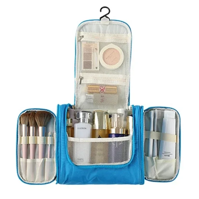 trousse de toilette de voyage suspendue imprimée fleurs multicolores, imperméable avec crochet et multiples compartiments pour cosmétiques et soins de la peau