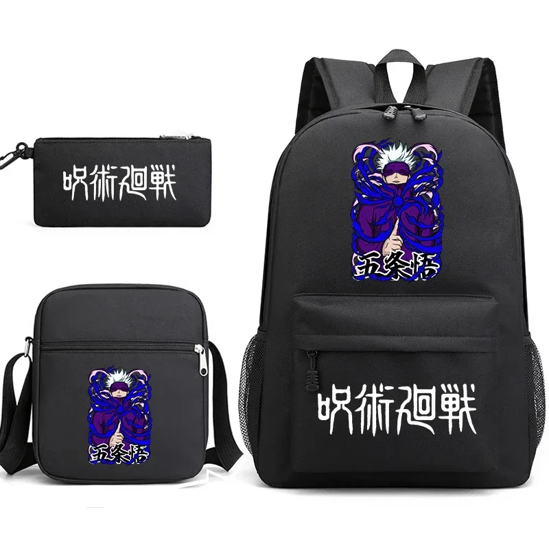 sac à dos anime jujutsu kaisen, trousse à crayons, ensemble de 3 pièces, sac à dos léger pour enfants et adolescents