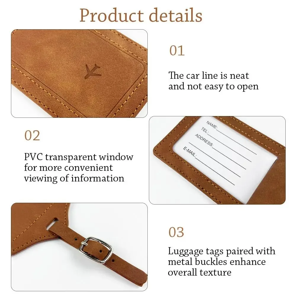 étiquette de bagage en cuir universelle pour hommes et femmes, étiquettes d'embarquement portables, accessoires de voyage, mode