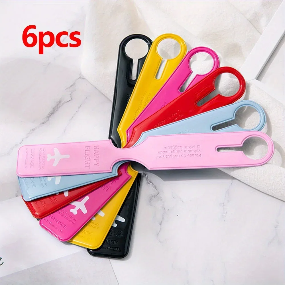 étiquettes de bagage de voyage, 6 pièces, couleurs mélangées, identification anti-perte, étiquette de bagage d'avion durable, accessoires de voyage