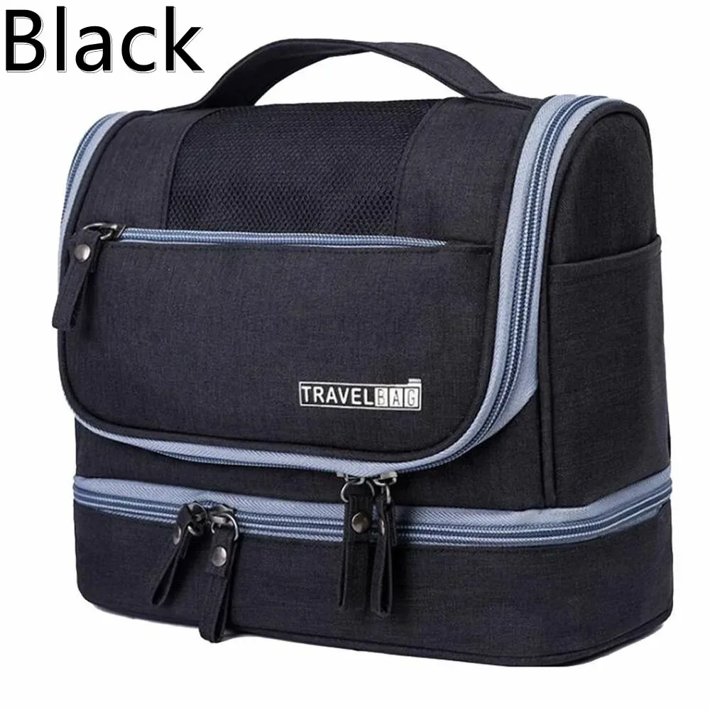 trousse de toilette pliable avec crochet de suspension, sac de rangement de cosmétiques de salle de bain étanche pour femmes, trousse de maquillage de voyage de grande capacité pour hommes