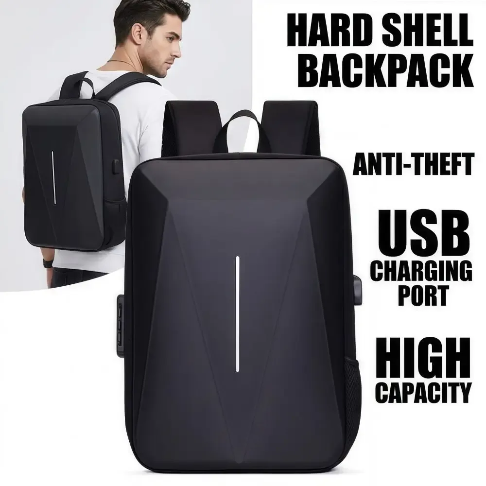 sac à dos antivol à coque rigide, grande capacité, polyvalent, décontracté, en eva, étanche, avec port de charge usb, sac d'ordinateur pour affaires