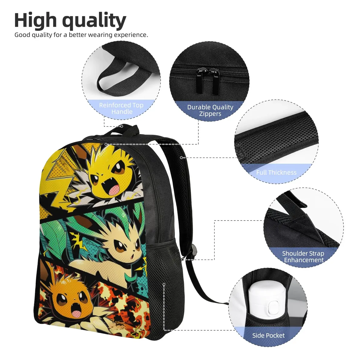 sac à dos pokémon ita bag eeveelution, sac à dos tendance pour le travail et le bureau, fermeture à glissière