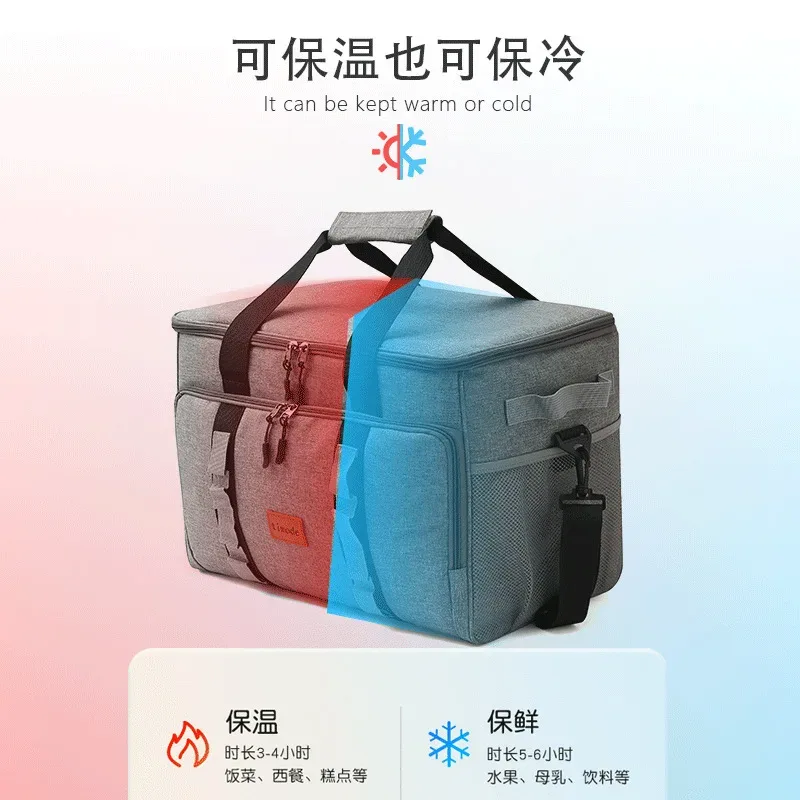 sac isotherme de pique-nique grande capacité 35l, sac à bandoulière portable, sac à main thermique pour l'extérieur, vente chaude
