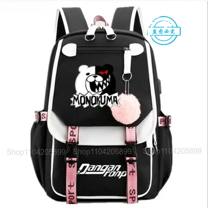 sac à dos danganronpa anime mochila, sac d'école pour étudiants, sac de voyage avec port usb, sacoche décontractée pour ordinateur portable, grand sac messager, cadeau