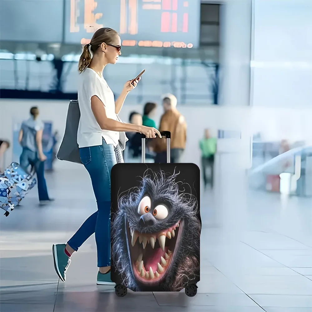 1 housse de bagage amusante à imprimé monstre. s'adapte aux valises de 18 à 32 pouces ; protège efficacement vos bagages.