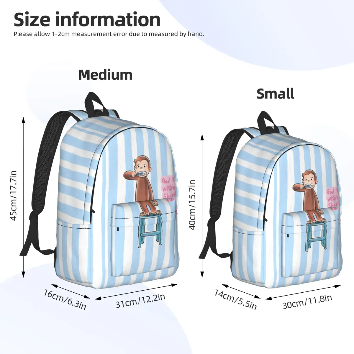 sac à dos curious george en toile pour hommes et femmes, sac à dos mignon pour étudiants, randonnée, voyage, collège, durable