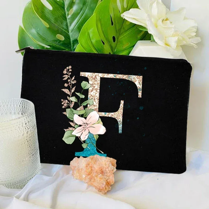 sacs à fermeture éclair pour maquillage initial dégradé, pochette de voyage pour toilettes, rouge à lèvres, enterrement de vie de jeune fille, pochette cosmétique pour demoiselle d'honneur
