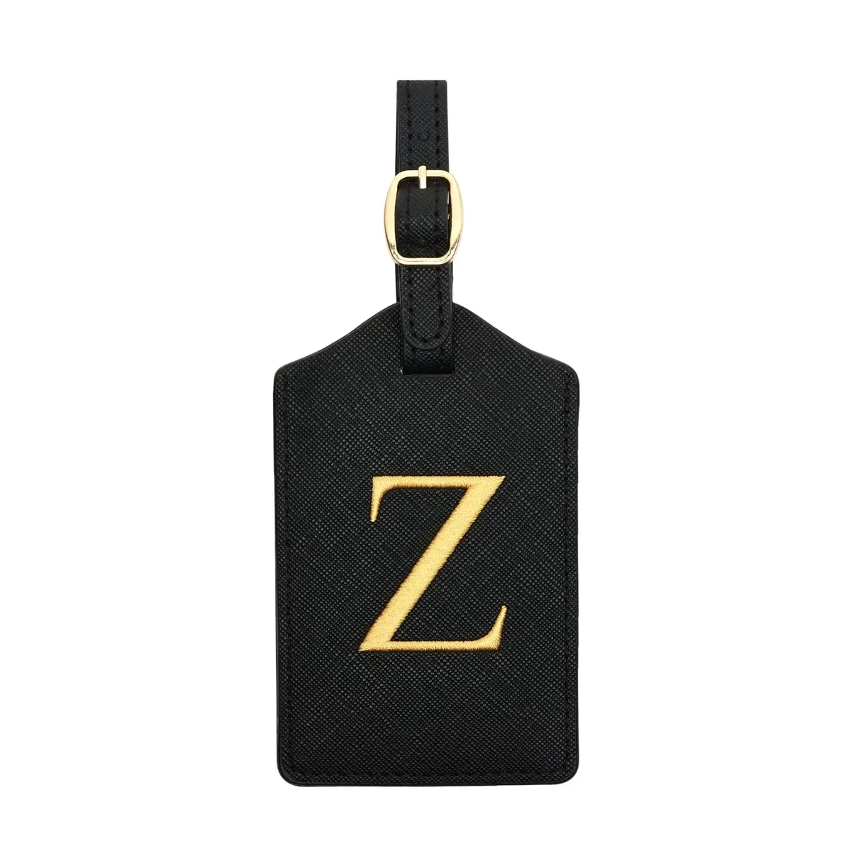 étiquette de bagage en cuir pu pour voyage-étiquette d'identification de valise durable avec couverture de confidentialité et fente pour carte nominative (a-z) liu