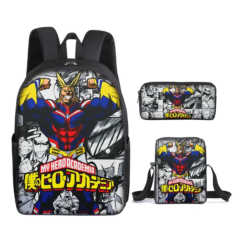 sac à dos my hero academy, sac à déjeuner, trousse à crayons, ensemble cadeau pour enfants et étudiants