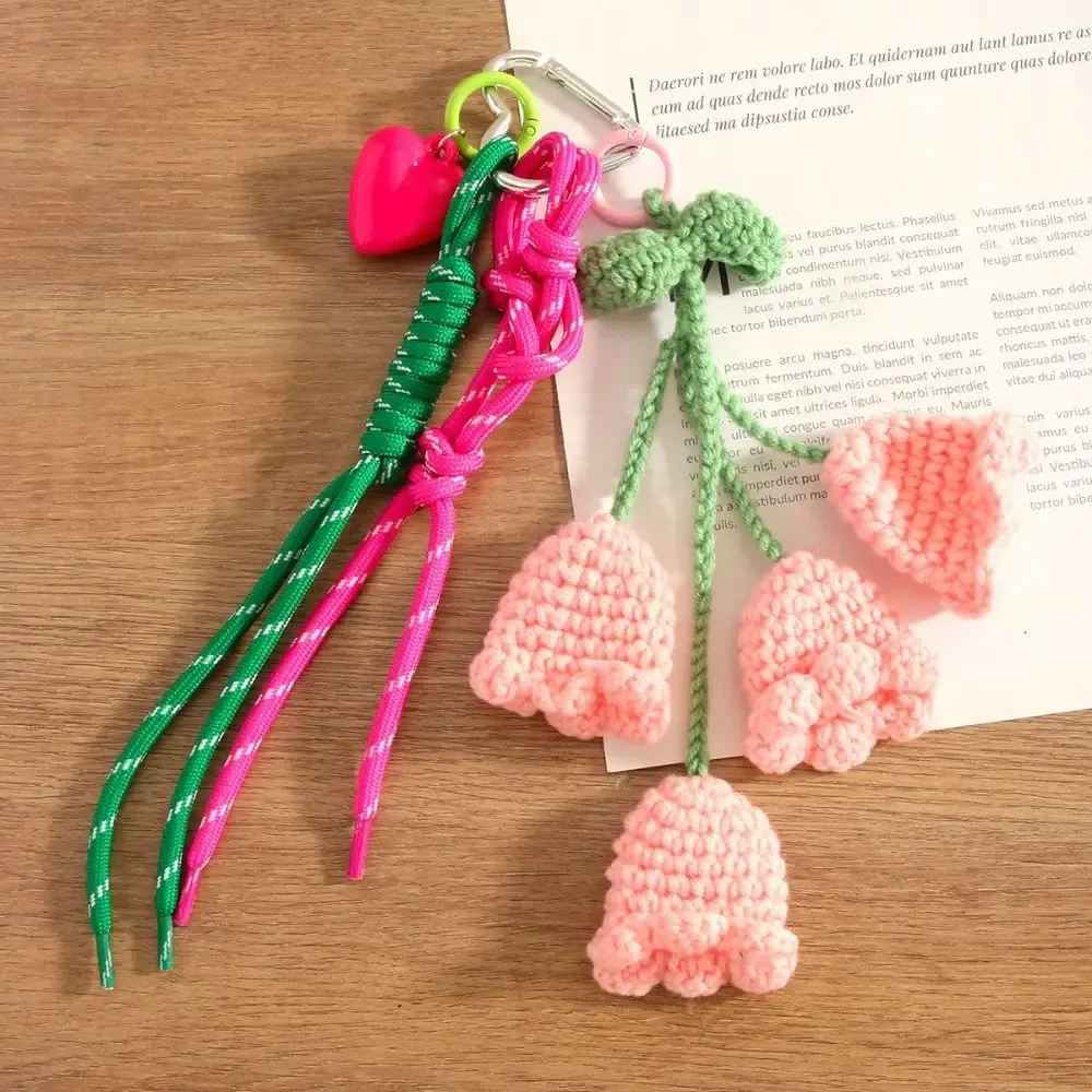 pendentif sac à dos en cuir pu tressé motif fleur, fraise, cerise, accessoire de sac, porte-clés de voiture, porte-clés fruit pour femme
