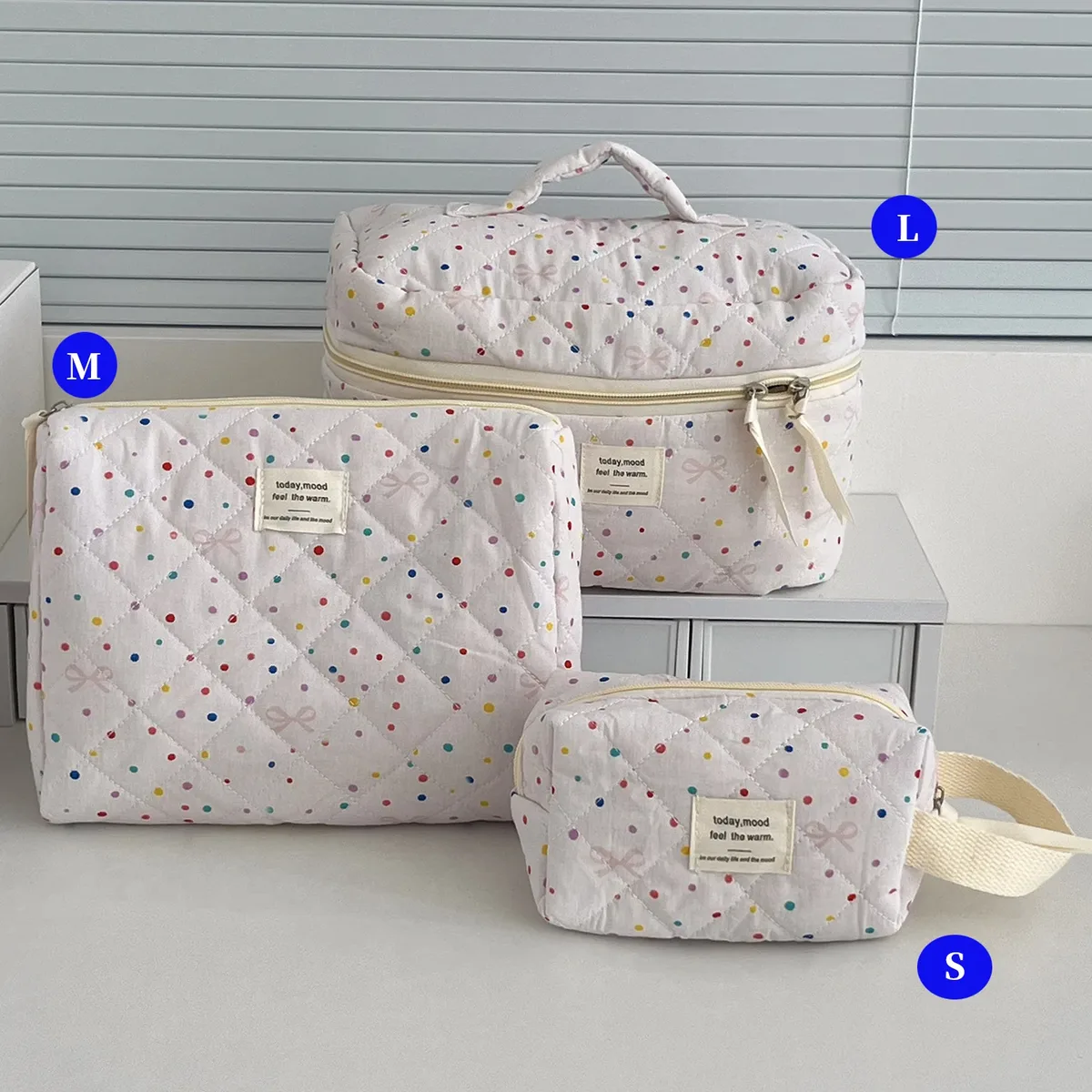 ensemble de trousses de toilette matelassées à fleurs style yt ins, en coton, pour organiser les cosmétiques, sacs de voyage pour articles de toilette, comme cadeau pour filles