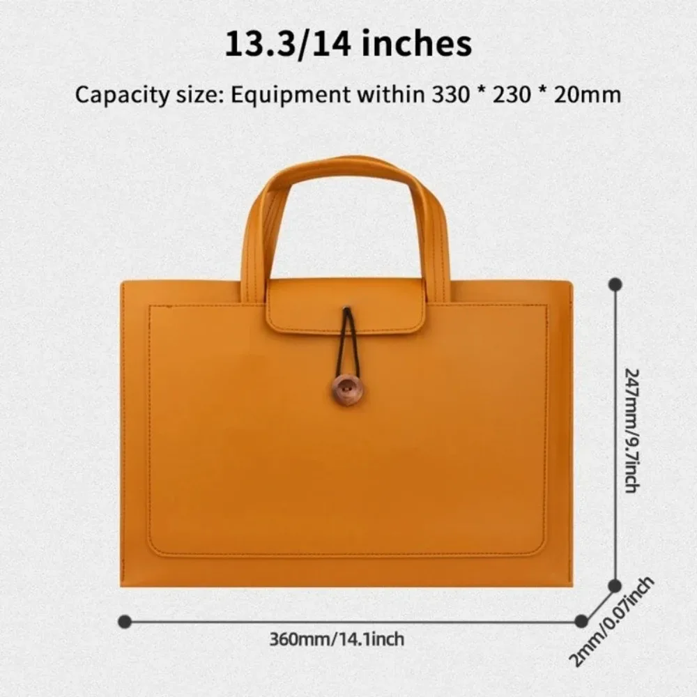 sac pour ordinateur portable de grande capacité, sac de protection rectangulaire de couleur unie avec poche de rangement, étui de transport en pu pour voyage