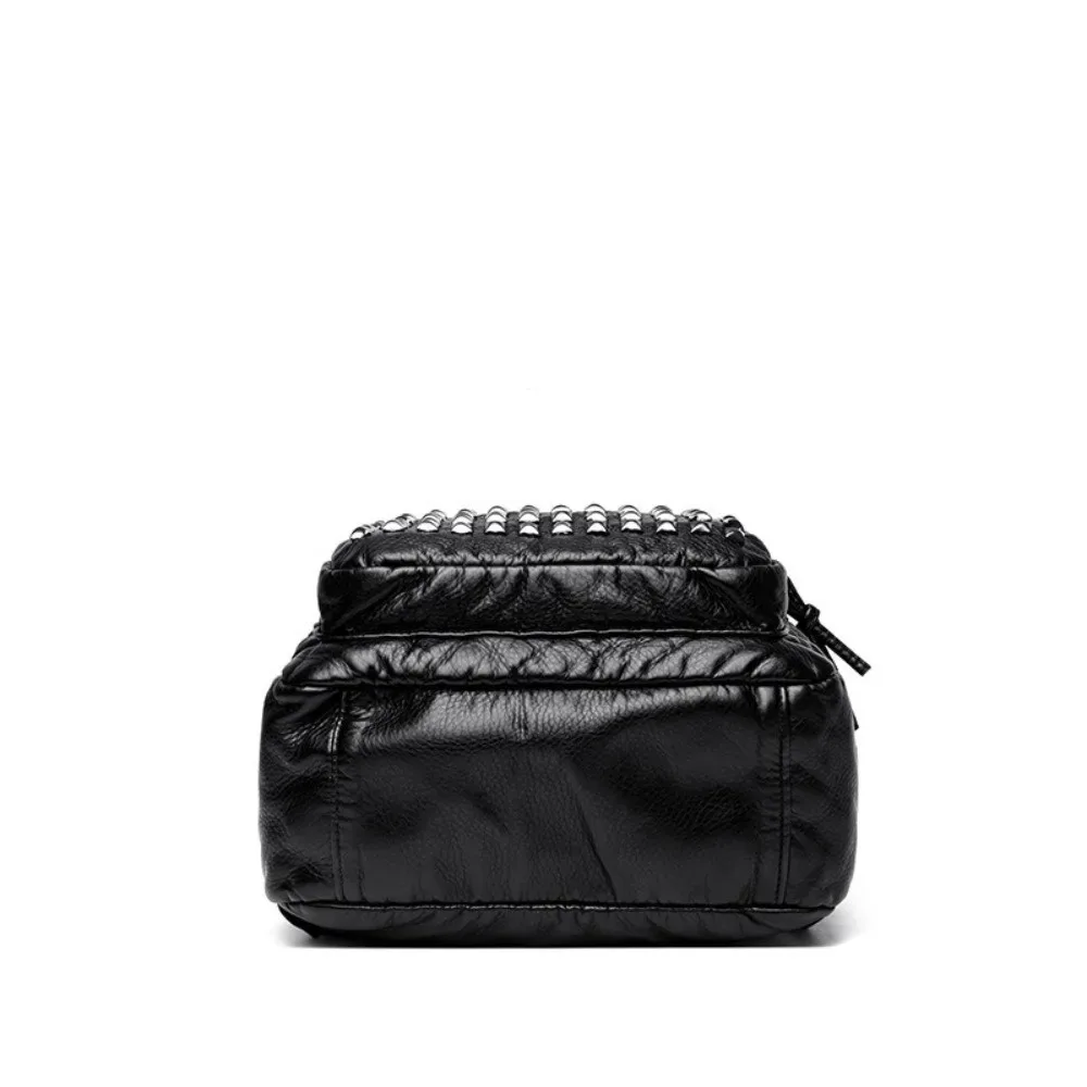 sacs à dos à rivets en cuir souple, design de luxe super cool, grande capacité, en pu, résistants à l'usure, punk, unisexe