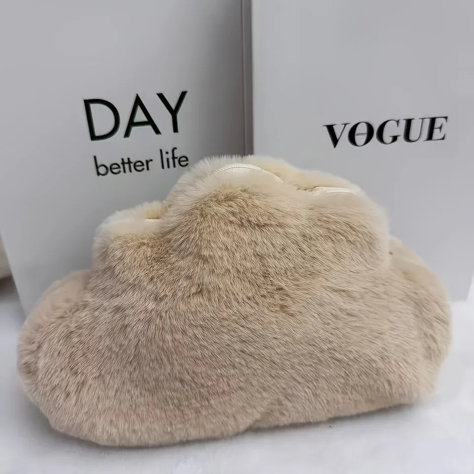 joli sac de maquillage en peluche en forme de nuage, sac de rangement cosmétique en peluche douce, sac de rangement de voyage avec fermeture éclair pour produits de beauté