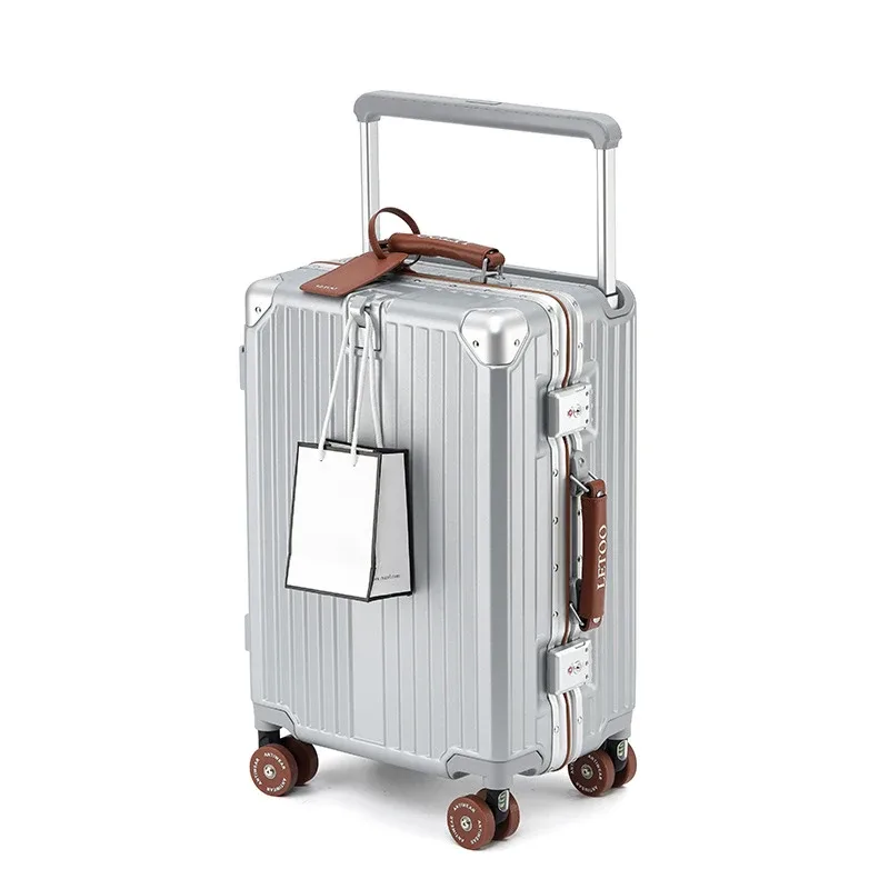 valise à poignée large avec porte-gobelet, valise de voyage, cabine, peintures tsa, serrure, sacs de voyage, boîte en cuir, 20 ", 24/26", nouveau