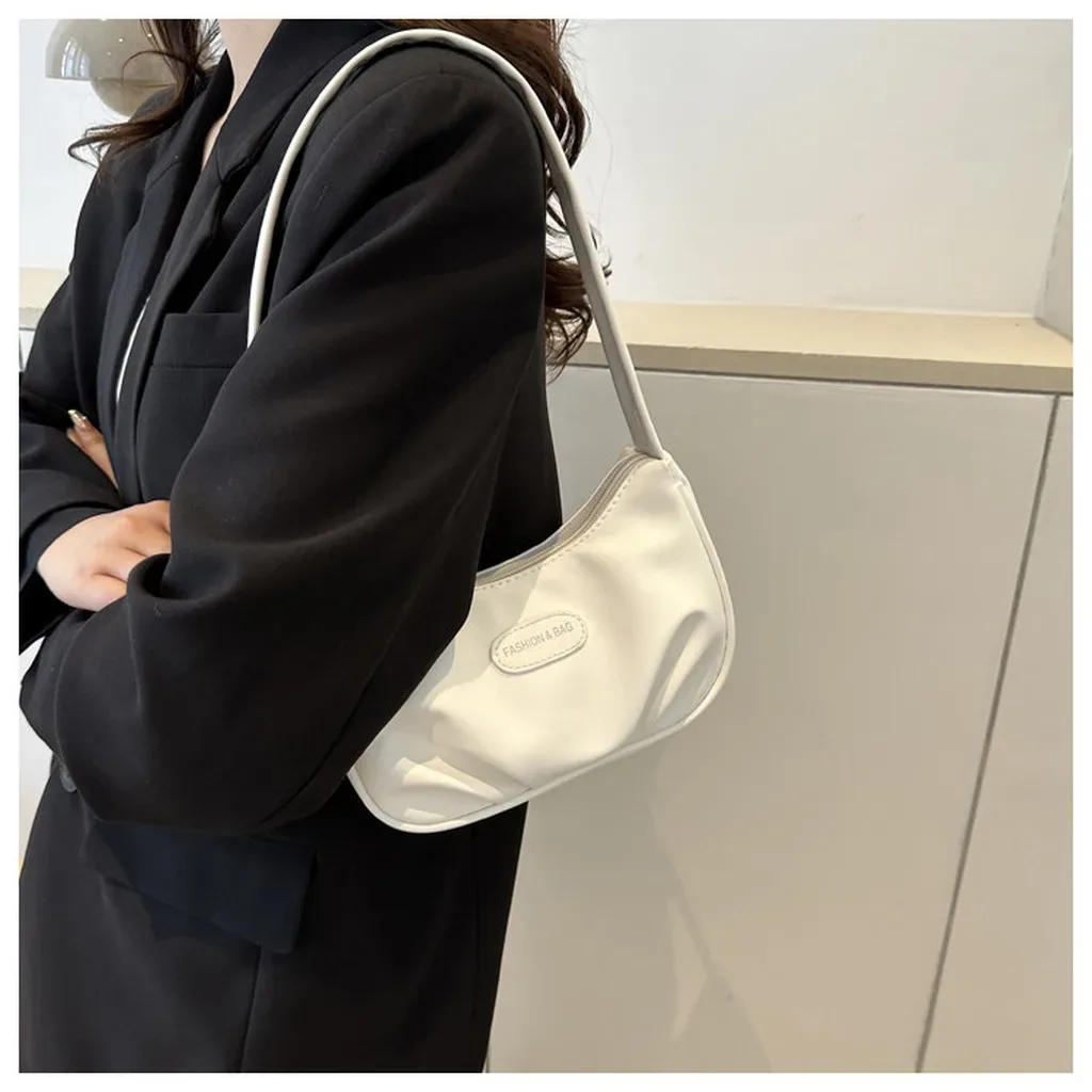 sac fourre-tout en cuir pu, sac à bandoulière croissant de niche, sac à bandoulière pour femme, style urbain pour les sorties, les rendez-vous et le trajet quotidien