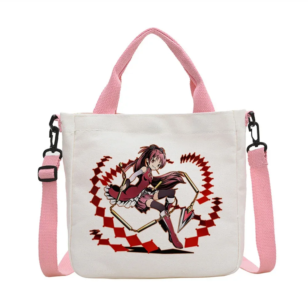 sac fourre-tout madoka magica en toile réutilisable, sac cabas, einkaufstasche femme