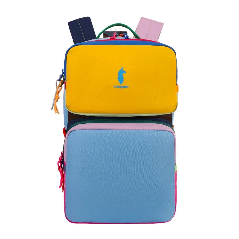 sac à dos color block avec plusieurs compartiments, sac de voyage décontracté et tendance, sac à dos double épaule multicouche aux couleurs contrastées