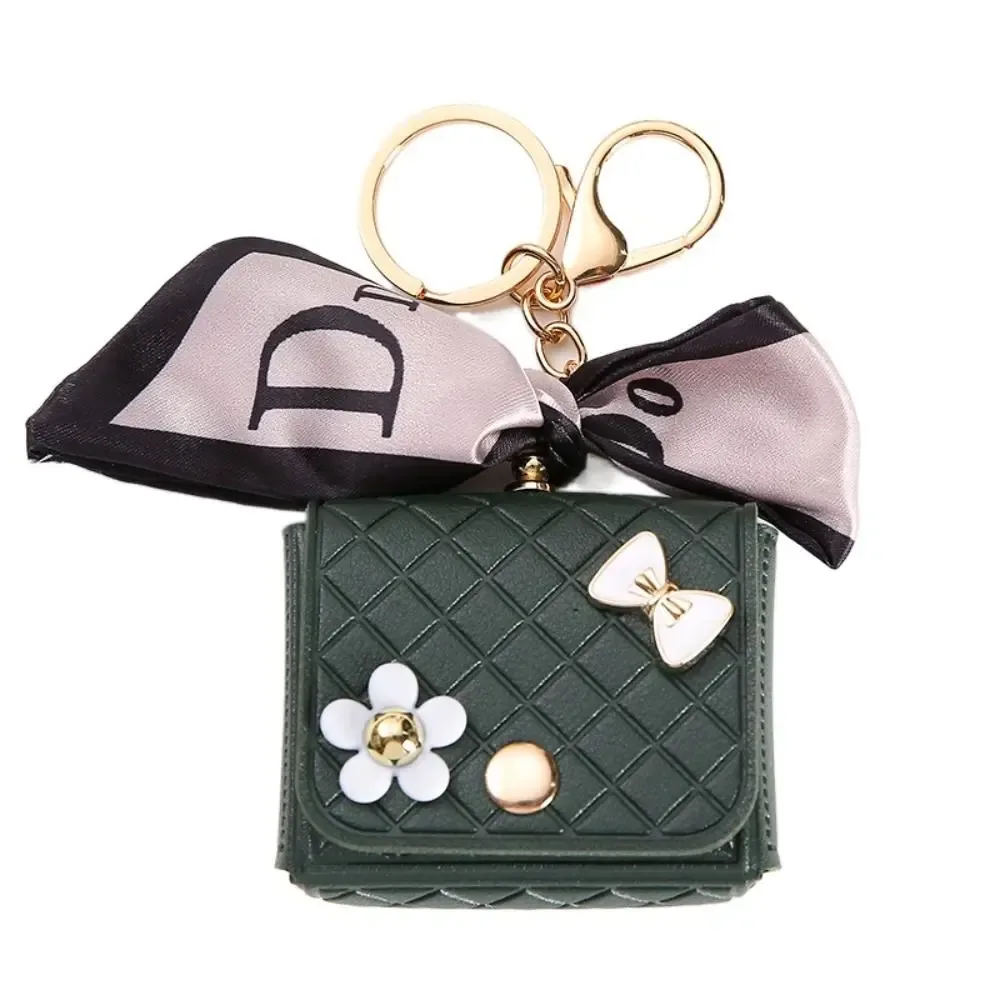 mini sac matelassé en cuir, porte-clés, porte-monnaie, pochette pour écouteurs, accessoires avec pendentif breloque fleur mignonne pour femmes, clés de moto, sacs à dos