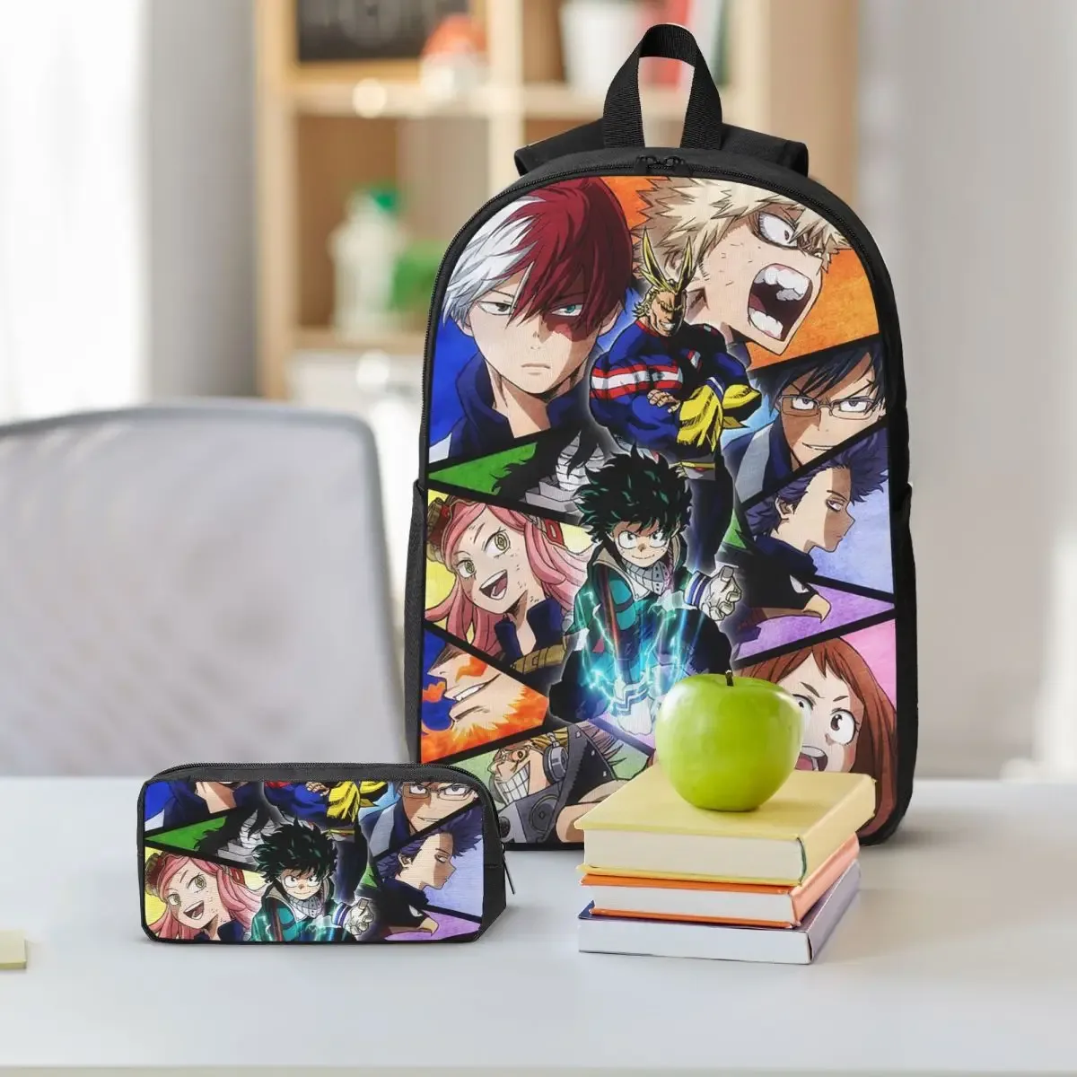my hero academia – sac à dos pour étudiants, garçons et filles, cartable d'école, sacs à bandoulière pour ordinateur, sac à déjeuner isolé 3ps, trousse à crayons