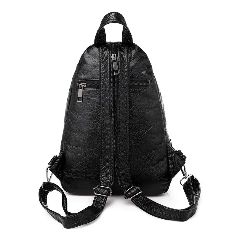 sacs à dos en cuir pu pour femmes, petit sac de voyage en cuir souple, sac à dos brodé pour dames