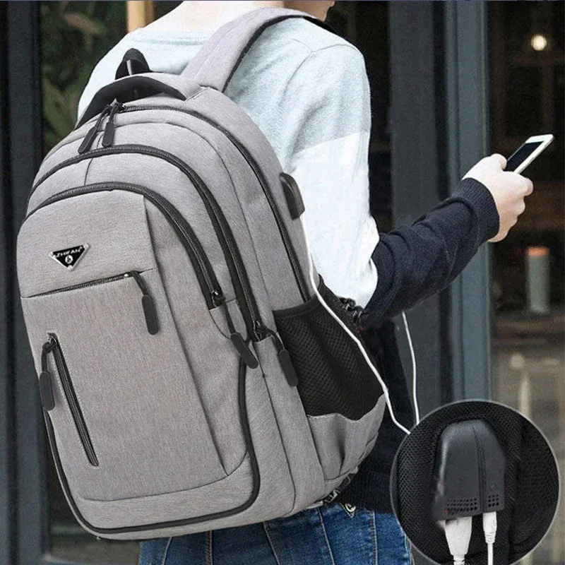 sac à dos de grande capacité pour hommes, sacs à dos pour ordinateur portable 15.6 oxford noir solide, sacs de lycée pour adolescents, collège garçon, sac à dos pour étudiant