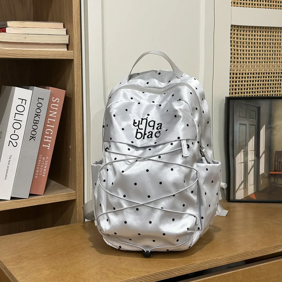 sac à dos coréen mignon à pois, sac à dos de mode pour trajets quotidiens, sac à dos kawaii y2k pour filles, sac de voyage portable pour l'extérieur, sac d'école pour étudiants