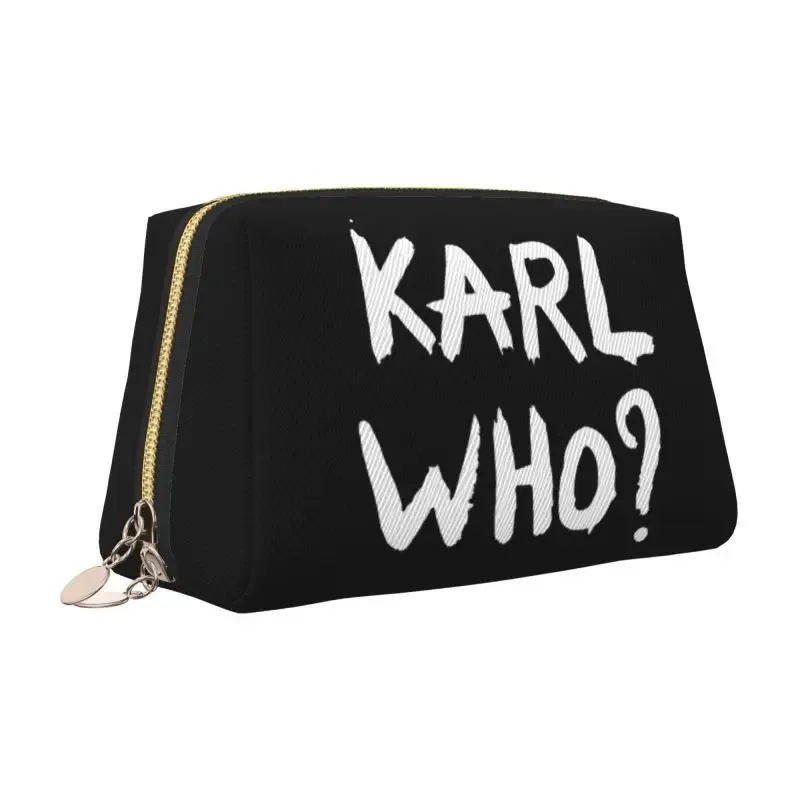 Karl Who – trousse de maquillage en cuir imprimé, pochette de rangement de voyage pliable et étanche, trousse de toilette Portable pour femmes et filles