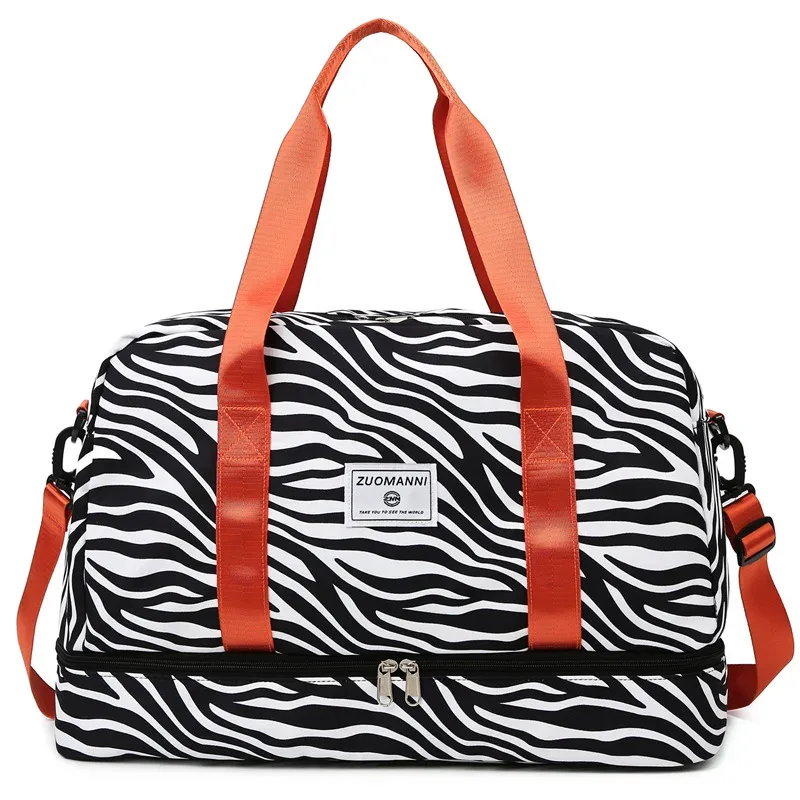 sac de voyage imperméable et tendance pour le sport, sac de rangement portable en nylon pour vêtements de sport pour femmes, pochette de gym multifonctionnelle avec séparation sec/humide.